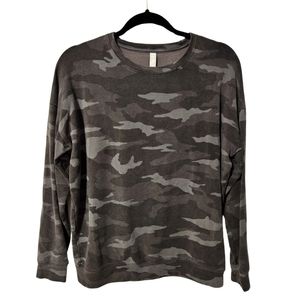 Athleta Studio to Street Printed Sweatshirt, size small, Camo Lux Black